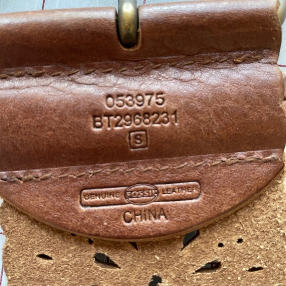 Fossil Womens 39.5" Leather Belt  2.5” Wide Brown Boho Hippie BT2968231 - Picture 3 of 4